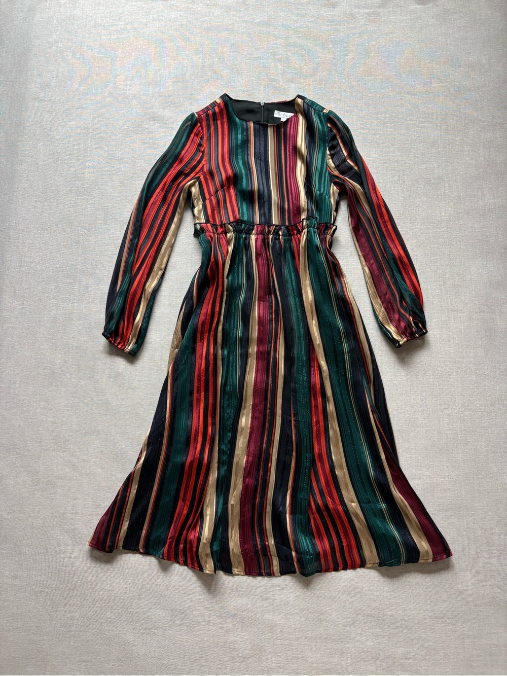 The Collective striped gold shimmer holiday festive gypsy midi dress XS